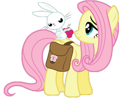Size: 5000x4000 | Tagged: safe, artist:midnight--blitz, character:angel bunny, character:fluttershy, absurd resolution, bag, grumpy, simple background, transparent background, vector