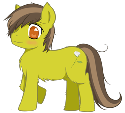 Size: 1202x1092 | Tagged: safe, artist:homumu, oc, oc only, species:earth pony, species:pony, blushing, chest fluff, earth pony oc, hair over one eye, male, raised hoof, simple background, smiling, stallion, transparent background