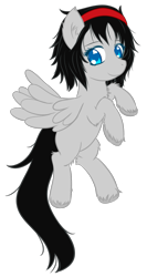 Size: 909x1703 | Tagged: safe, artist:homumu, oc, oc only, species:pegasus, species:pony, chest fluff, hairband, pegasus oc, rearing, simple background, smiling, transparent background, unshorn fetlocks, wings
