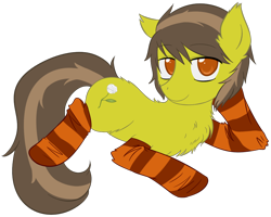 Size: 956x764 | Tagged: safe, artist:homumu, oc, oc only, species:earth pony, species:pony, chest fluff, clothing, draw me like one of your french girls, earth pony oc, simple background, socks, solo, striped socks, transparent background