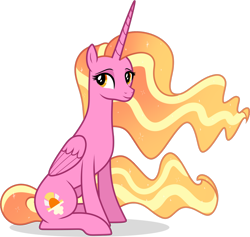 Size: 1280x1213 | Tagged: safe, artist:helenosprime, character:luster dawn, species:alicorn, species:pony, alicornified, ethereal mane, female, future, lustercorn, mare, older, race swap, simple background, sitting, solo, transparent background