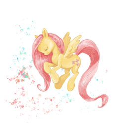 Size: 2048x2048 | Tagged: safe, artist:pfeffaroo, part of a set, character:fluttershy, species:pegasus, species:pony, abstract background, eyes closed, female, flying, mare, profile, solo, spread wings, wings