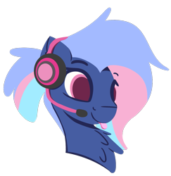 Size: 1151x1184 | Tagged: safe, artist:rhythmpixel, oc, oc only, oc:bit rate, species:pony, bust, female, headset, lineless, mare, portrait, simple background, solo, transparent background