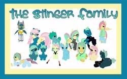 Size: 2020x1270 | Tagged: safe, alternate version, artist:melimoo2000, character:fluttershy, character:sky stinger, oc, oc:adrian stinger, oc:aqua blitz, oc:bella rose stinger, oc:benjamin stinger, oc:daniel levi stinger, oc:elizabeth marigold stinger, oc:flash stinger, oc:johnathan stinger, oc:kiara sapphire stinger, oc:melody breeze stinger, oc:static ocean stinger, oc:sycamore solstice stinger, parent:fluttershy, parent:sky stinger, parents:fluttersky, species:bat pony, species:pegasus, species:pony, 3d, alternate hairstyle, alternate universe, bandage, bat eyes, bat pony oc, bat wings, big family, blind, bow, braid, bridle, children, clothing, collar, colt, cutie mark, eyebrows, family, family photo, fangs, father and child, father and daughter, father and son, female, filly, fluttersky, flying, foal, folded wings, freckles, glasses, hair bow, high tops, hoodie, husband and wife, kids, lidded eyes, long hair, long mane, long tail, male, mare, mother and child, mother and daughter, mother and father, mother and son, offspring, pegasus oc, photo, posing for photo, pregnant, second life, sharp teeth, shawl, shipping, shoes, short hair, short tail, sitting, slitted eyes, socks, spread wings, stallion, stockings, straight, sweater, tack, teeth, thigh highs, tied mane, tied tail, two toned mane, two toned tail, two toned wings, vest, wings