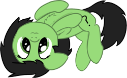 Size: 699x430 | Tagged: safe, artist:craftycirclepony, derpibooru original, oc, oc only, oc:filly anon, species:earth pony, species:pony, :3, behaving like a cat, chest fluff, cute, female, filly, floppy ears, looking at you, lying down, on back, ponified animal photo, simple background, solo, starry eyes, transparent background, wingding eyes