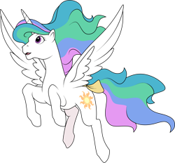 Size: 1280x1186 | Tagged: safe, artist:helenosprime, character:princess celestia, species:alicorn, species:pony, g1, bow, female, flying, g4 to g1, generation leap, mare, solo, tail bow