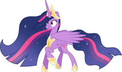Size: 4449x2621 | Tagged: safe, artist:helenosprime, character:twilight sparkle, character:twilight sparkle (alicorn), species:alicorn, species:pony, episode:princess twilight sparkle, episode:the last problem, g4, my little pony: friendship is magic, crown, female, hoof shoes, jewelry, mare, nose wrinkle, older, older twilight, princess twilight 2.0, puffy cheeks, raised hoof, regalia, scrunchy face, simple background, solo, spread wings, transparent background, wings