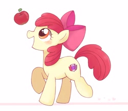 Size: 3211x2769 | Tagged: safe, artist:ginmaruxx, character:apple bloom, adorabloom, apple, cute, cutie mark, female, food, happy, smiling, solo