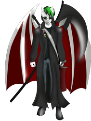 Size: 378x499 | Tagged: safe, artist:lullabyjak, oc, oc only, oc:bloody snow, species:anthro, species:bat pony, commission, postal 2, simple background, solo, transparent background