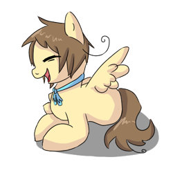 Size: 400x400 | Tagged: safe, artist:ask-pony-gerita, species:pegasus, species:pony, eyes closed, hetalia, italy, open mouth, ponified, simple background, smiling, solo, transparent background