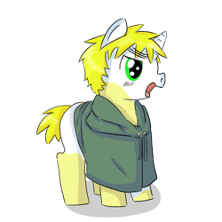 Size: 400x400 | Tagged: safe, artist:ask-pony-gerita, species:pony, species:unicorn, clothing, colt, england, hetalia, male, open mouth, ponified, simple background, socks (coat marking), solo, transparent background