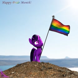 Size: 2048x2048 | Tagged: safe, artist:kiodima, oc, oc:kioshka, species:earth pony, species:pony, 3d, cinema4d, flag, gay pride flag, lgbt, pride, pride flag, pride month
