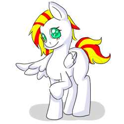 Size: 400x400 | Tagged: safe, artist:ask-pony-gerita, species:pegasus, species:pony, clothing, female, filly, hetalia, jersey, ponified, raised hoof, simple background, smiling, solo, transparent background