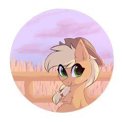 Size: 1475x1475 | Tagged: safe, artist:glazirka, character:applejack, species:earth pony, species:pony, cheek fluff, chest fluff, clothing, cowboy hat, cute, ear fluff, female, hat, jackabetes, leg fluff, looking at you, mare, solo, straw in mouth