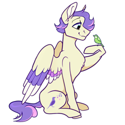 Size: 1000x1000 | Tagged: safe, artist:malphym, oc, oc only, oc:meadowlark, parent:fluttershy, parent:rarity, parents:flarity, species:bird, species:pegasus, species:pony, colored wings, colored wingtips, female, magical lesbian spawn, mare, offspring, simple background, solo, transparent background
