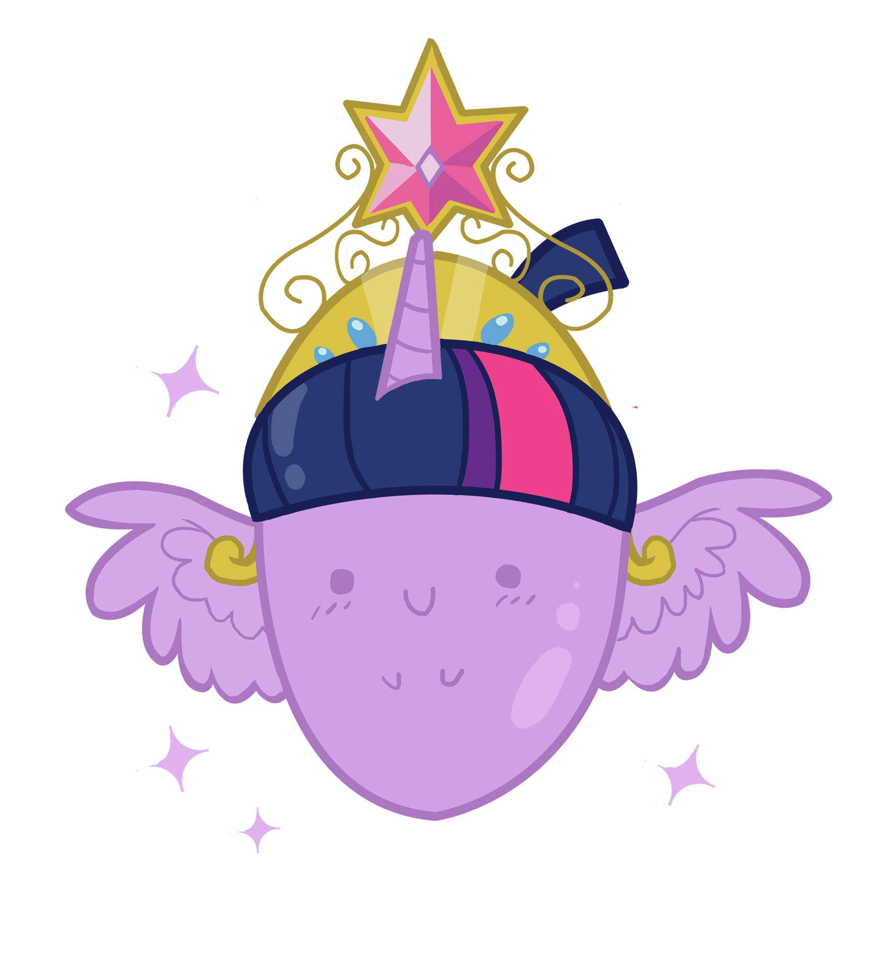 Size: 1759x1908 | Tagged: safe, artist:parfywarfy, character:twilight sparkle, character:twilight sparkle (alicorn), species:alicorn, acorn, acorn drama, animated, big crown thingy, c:, chibi, crown, cute, element of magic, female, flapping, looking at you, princess, simple background, smiling, sparkles, species swap, spread wings, transparent background, twilacorn, visual gag, wat, wings