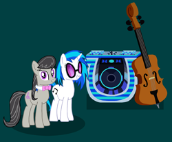 Size: 4304x3560 | Tagged: safe, artist:cybertronianbrony, character:dj pon-3, character:octavia melody, character:vinyl scratch, species:earth pony, species:pony, species:unicorn, cello, cute, musical instrument, tavibetes, vinylbetes, wubcart