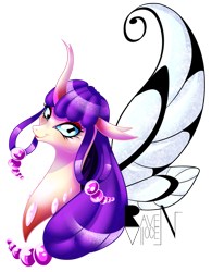 Size: 657x841 | Tagged: safe, artist:allocen, oc, oc only, oc:papillon, species:changeling, butterfly wings, reformed, simple background, solo, transparent background, wings