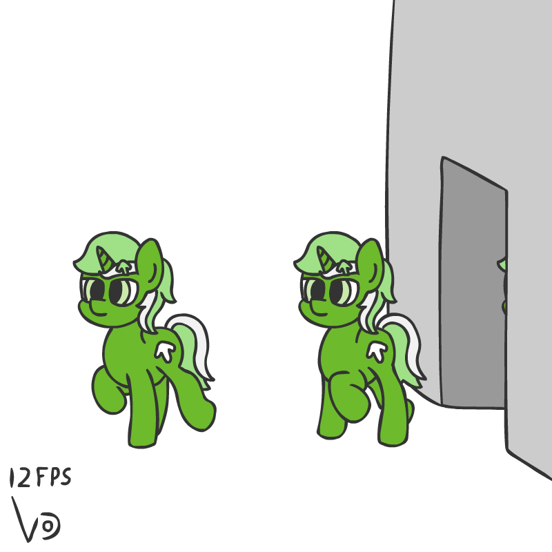 Size: 800x800 | Tagged: safe, artist:vohd, oc, oc:downvote, oc:upvote, species:earth pony, species:pony, species:unicorn, derpibooru, derpibooru ponified, animated, downvote, frame by frame, meta, one of these things is not like the others, ponified, simple background, upvote, walking
