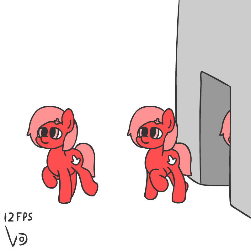 Size: 800x800 | Tagged: safe, artist:vohd, oc, oc:downvote, species:earth pony, species:pony, derpibooru, derpibooru ponified, animated, frame by frame, meta, ponified, simple background, walking