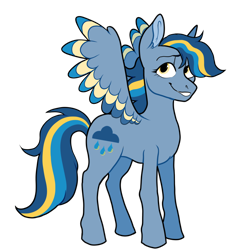 Size: 1200x1228 | Tagged: safe, artist:malphym, oc, oc:stormy weather, parent:soarin', parent:surprise, species:pegasus, species:pony, colored wings, colored wingtips, female, mare, offspring, parents:soarprise, simple background, solo, transparent background