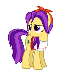 Size: 2652x2962 | Tagged: safe, artist:chomakony, oc, oc only, oc:julieta villacasco, species:earth pony, species:pony, bandana, clothing, earth pony oc, female, head turn, mare, mexican, mexico, show accurate, simple background, smiling, solo, transparent background