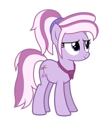 Size: 2652x2962 | Tagged: safe, artist:chomakony, oc, oc only, oc:zoasie, species:earth pony, species:pony, earth pony oc, female, mare, ponytail, scissors, show accurate, simple background, smiling, solo, tail, transparent background