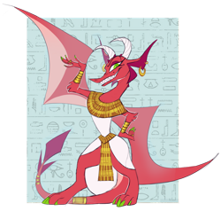 Size: 1280x1266 | Tagged: safe, artist:varwing, oc, oc:clear, species:dragon, adopted offspring, ancient egypt, clothing, solo
