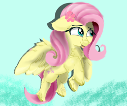 Size: 2500x2100 | Tagged: safe, artist:diamondgreenanimat0, character:fluttershy, amazing, blep, blue background, eye, eyes, flying, green eyes, hair, pretty, remake, simple background, tongue out