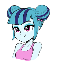 Size: 463x517 | Tagged: safe, artist:nairdags, character:sonata dusk, my little pony:equestria girls, alternate hairstyle, bow, bust, clothing, cute, female, hair bow, hairstyle swap, simple background, sleeveless, smiling, solo, sonatabetes, tank top, white background