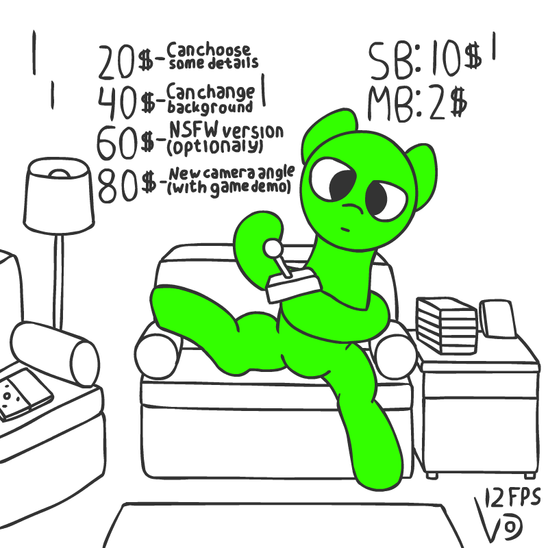 Size: 800x800 | Tagged: safe, artist:vohd, oc, species:pony, animated, auction, commission, controller, frame by frame, joystick, partial color, playing, simple background, sitting, solo, white background, your character here
