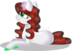 Size: 648x457 | Tagged: safe, artist:star-gaze-pony, oc, oc:red velvet, species:pony, female, mare, prone, simple background, solo, transparent background