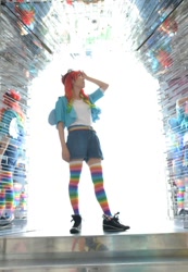 Size: 598x865 | Tagged: safe, artist:rai_ra, character:rainbow dash, species:human, clothing, converse, cosplay, costume, epic, irl, irl human, photo, shoes