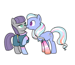 Size: 326x284 | Tagged: safe, artist:icey-wicey-1517, artist:kb-gamerartist, edit, character:maud pie, character:sugarcoat, species:earth pony, species:pony, belt, bisexual pride flag, boop, clothing, collaboration, color edit, colored, dress, equestria girls ponified, female, gender headcanon, lesbian, lesbian pride flag, mare, maudcoat, nonbinary, nonbinary pride flag, noseboop, ponified, pride, pride flag, raised hoof, shipping, simple background, socks, striped socks, transparent background