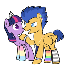 Size: 258x274 | Tagged: safe, artist:icey-wicey-1517, artist:kb-gamerartist, edit, character:flash sentry, character:twilight sparkle, character:twilight sparkle (alicorn), species:alicorn, species:pegasus, species:pony, ship:flashlight, bracelet, clothing, collaboration, color edit, colored, crown, ear piercing, earring, female, jewelry, male, mare, necklace, open mouth, pansexual, pansexual pride flag, piercing, pride, pride flag, rainbow socks, raised hoof, regalia, shipping, simple background, socks, stallion, straight, straight ally, straight ally flag, striped socks, transparent background, wristband