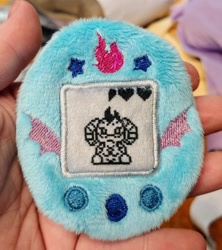 Size: 1818x2048 | Tagged: safe, artist:sew_adorkable, artist:trashkitten-plushies, character:princess ember, buttons, cute, dragon lord ember, emberbetes, embroidery, irl, photo, plushie, solo