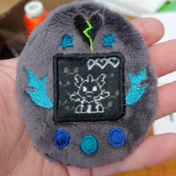 Size: 2048x2048 | Tagged: safe, artist:sew_adorkable, artist:trashkitten-plushies, species:changeling, cute, cuteling, embroidery, irl, photo, plushie, solo, tamagotchi