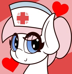 Size: 1576x1617 | Tagged: safe, artist:mrneo, character:nurse redheart, species:earth pony, species:pony, adoredheart, bust, cute, eye clipping through hair, female, heart, mare, portrait, solo