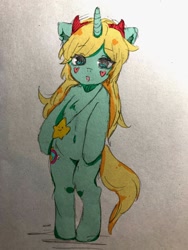 Size: 768x1024 | Tagged: safe, artist:raimugi____, species:pony, species:unicorn, belly button, cute, ponified, semi-anthro, solo, star butterfly, star vs the forces of evil