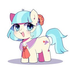 Size: 1600x1600 | Tagged: safe, artist:stuwor-art, character:coco pommel, species:earth pony, species:pony, g4, chibi, cocobetes, cute, cutie mark, female, open mouth, solo, weapons-grade cute
