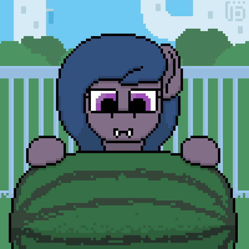 Size: 800x800 | Tagged: safe, artist:vohd, oc, oc only, species:bat pony, species:pony, g4, animated, canterlot, fangs, food, frame by frame, not blood, pixel art, watermelon