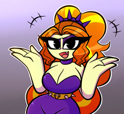 Size: 1000x920 | Tagged: safe, artist:nelljoestar, character:adagio dazzle, g4, my little pony:equestria girls, breasts, busty adagio dazzle, cleavage, female, gradient background, looking at you, open mouth, solo