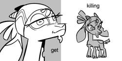 Size: 2014x1007 | Tagged: safe, artist:kylesmeallie, community related, character:shanty, species:goat, them's fightin' herds, g4, cloven hooves, female, headband, horns, meme, pirate, solo, swedish, torn ear