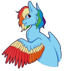 Size: 1000x1100 | Tagged: safe, artist:malphym, character:rainbow dash, species:pegasus, species:pony, g4, alternate hairstyle, chest fluff, ear fluff, female, mare, open mouth, redesign, simple background, solo, transparent background