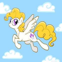 Size: 1280x1280 | Tagged: safe, artist:pfeffaroo, character:surprise, species:pegasus, species:pony, g4, cloud, female, flying, mare, solo