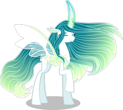 Size: 2121x1887 | Tagged: safe, artist:star-gaze-pony, character:queen chrysalis, species:changeling, species:reformed changeling, g4, changedlingified, female, looking at you, one eye closed, purified chrysalis, raised hoof, simple background, solo, species swap, transparent background, wink