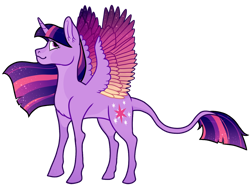 Size: 1280x985 | Tagged: safe, artist:malphym, character:twilight sparkle, character:twilight sparkle (alicorn), species:alicorn, species:pony, g4, colored wings, multicolored wings, simple background, solo, transparent background, wings