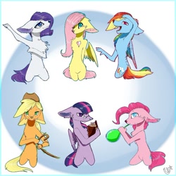 Size: 875x875 | Tagged: safe, artist:ellis_sunset, character:applejack, character:fluttershy, character:pinkie pie, character:rainbow dash, character:rarity, character:twilight sparkle, g4, applemouse, balloon, blowing up balloons, book, chest fluff, clothing, female, fluttermouse, glasses, hat, mane six, mouse, mousified, open mouth, pinkie mouse, rainbow mouse, rarimouse, signature, species swap, twimouse, wings