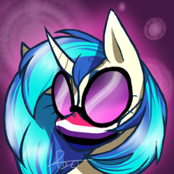Size: 482x484 | Tagged: safe, alternate version, artist:kaywhitt, character:dj pon-3, character:vinyl scratch, species:pony, species:unicorn, g4, commission, coronavirus, covid-19, face mask, genderfluid, genderfluid pride flag, glasses, jewelry, mask, nonbinary, pride, pride flag, solo, vinyl's glasses, ych result