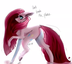 Size: 2424x2160 | Tagged: safe, artist:ellis_sunset, character:pinkamena diane pie, character:pinkie pie, species:earth pony, species:pony, g4, chest fluff, crying, female, mare, mascara, raised hoof, signature, simple background, solo, talking, white background